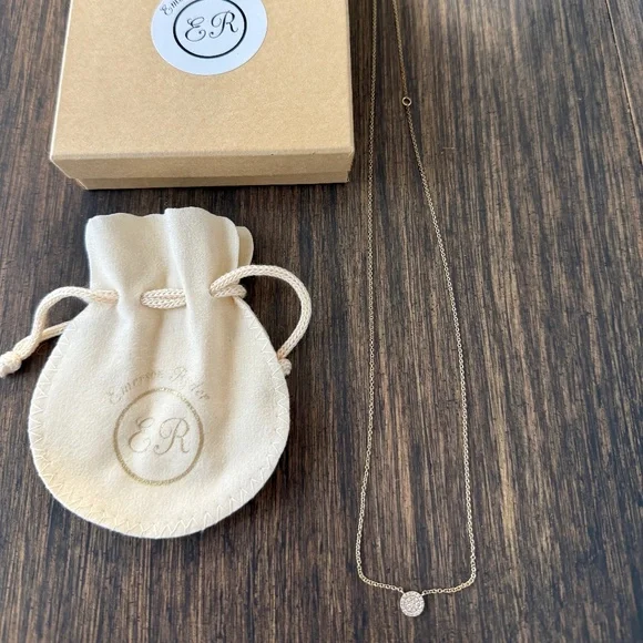 Emerson Ryder 14K Yellow Gold Diamond Disk Adjustable Necklace – New w/ Box - Picture 3 of 5